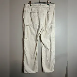 H&M Wide Leg Cream Cargo Pants Size 10 thumbnail 3