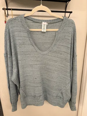 Free People Top Waffle Knit Long Sleeve thumbnail 1
