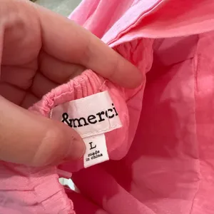 &merci Pink Ruffle Strap Back Tie Mini Dress – Size L, NWT thumbnail 4