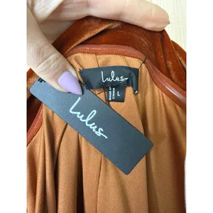 NWT Lulus I'm Enchanted Rust Orange Velvet Off-the-Shoulder Maxi Dress Gala L thumbnail 5
