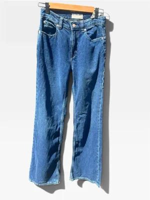 Free People tinsley high-rise baggy straight leg jeans in deep blue thumbnail 2