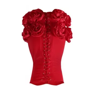 Women’s Red Bodycon Flower Dress Corset Style Back Size L NWOT thumbnail 11