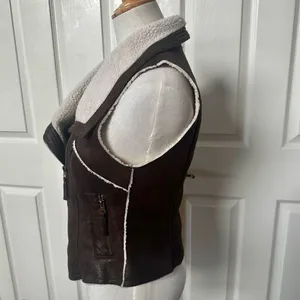 Forever 21 brown faux leather zip up vest thumbnail 3