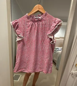 THML Ruffle Sleeve Blue and Red Polka Dot Blouse thumbnail 1