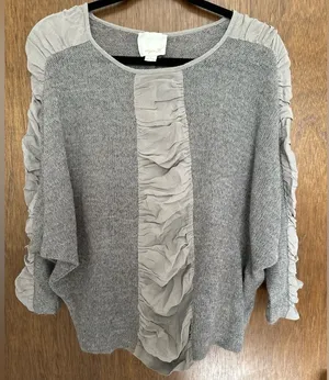 Aryn K. Gray Dolman Sleeve Mixed Media Wool/Silk Sweater Size S Long‎ Sle… thumbnail 1