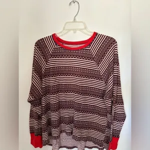 Aerie Long Sleeve Thermal Top Multicolor Fair Isle Size Large thumbnail 6