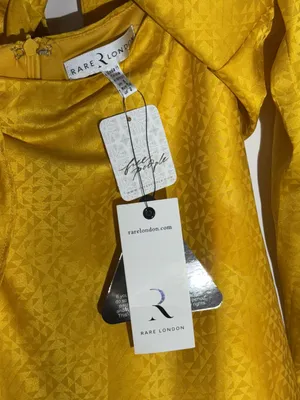 NWT Rare London Anthropologie Textured Golden Yellow Satin Tie-Front Dress thumbnail 10