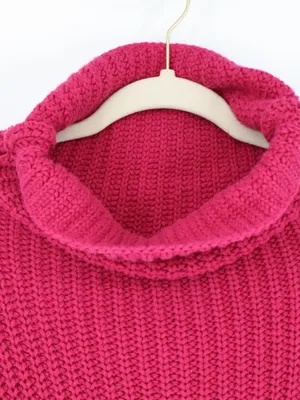 Free People Oversized Cowl Neck Sweater Fuchsia Pink Chunky Knit Slouchy Medium thumbnail 4