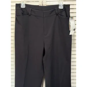 H & W‎ Straight Black Trouser Pants NWT Mid Rise Zip/Slide Hooks Pockets Size 12 thumbnail 2