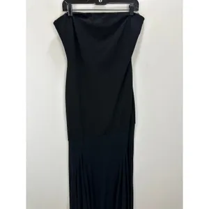 Lulus Elaris Black Mixed Media Strapless Maxi Dress Formal Evening Minimalist XL thumbnail 6
