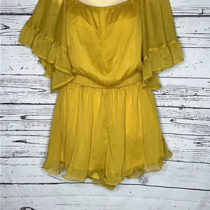 Endless Rose NWT Size M Golden Yellow Chiffon Drop Waistline Shorts Romper thumbnail 3
