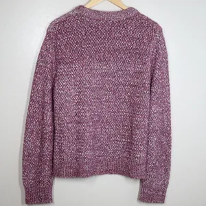 J.‎ Crew Honeycomb Knit Crewneck Wool Blend Sweater XL Heathered Maroon Knit thumbnail 3