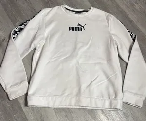 PUMA Crew Neck Spellout Jumper Sweatshirt Womens L‎ White Bag 6 thumbnail 1