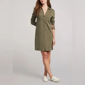 NWT FAHERTY Knit Seasons Dress Long‎ Sleeve Midi Olive Medium thumbnail 2