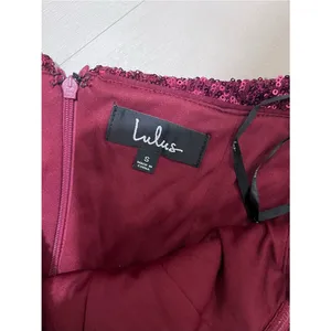 Lulus NWT Women Small Wine Red Glitter Sequin Off the Shoulder Mini Dress Party thumbnail 4