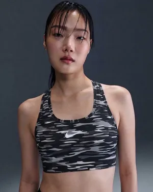 Nike Dri-FIT Camouflage Sports Bra Size M - Black/Gray Athletic Workout Crop Top thumbnail 1