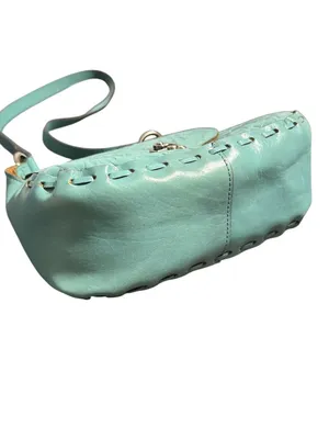 Patricia Nash Micaela Teal Shoulder Bag Tooled Embossed Leather Swinglock Suede thumbnail 4