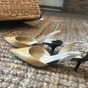 Jimmy Choo Cream Multi-Toned Patent Leather Slingback Heels Size 37.5 thumbnail 11