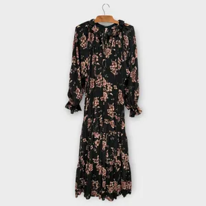 NEW FREE PEOPLE Feeling Groovy Floral-print Chiffon Maxi Dress Size Large thumbnail 9