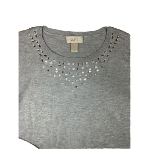 Ann Taylor LOFT Long Sleeve Shirt -‎ Sweater with Rhinestone Accents Size Medium thumbnail 4