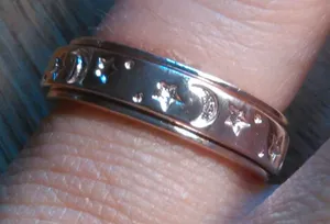 Moon And Star Vermeil Rose Gold over Sterling Silver Spinner Ring (Size 5) thumbnail 1