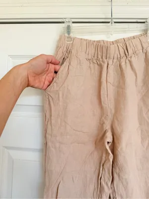 Quince 100% Linen Relaxed Pants in Beige Size XS thumbnail 4