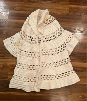 Source Unknown Vintage knitted shawl cardigan BOHO thumbnail 1