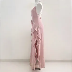 NEW L'atiste By Amy Rose Halter Ruffle Gown Dress Two Slit Side MEDIUM fairy thumbnail 7
