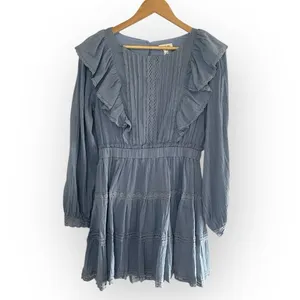 JUST ME BOUTIQUE NWT Western Boho LS‎ Ruffle Apron Cotton Mini Dress, Medium thumbnail 3