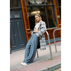Nasty‎ Gal Collection Brushed Wool Look Plaid Checked Overcoat Trench US 2 NYC thumbnail 2