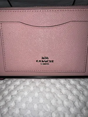 Coach Saffiano-Style Pink Zip Wallet with Front Card Pocket thumbnail 2