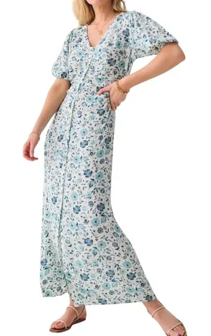 NWT Faherty Sorrento Print Dreamer Floral Maxi Dress Blue White Women’s Size XXS thumbnail 1