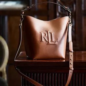 Lauren Ralph Lauren Leather Medium Witley Bucket Bag in Dark Mahogany, NEW $395 thumbnail 1