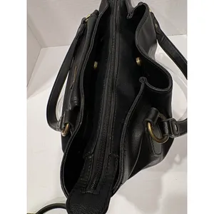 FRYE AND CO. Black Satchel Double Handles Detachable Strap Zipper Brass Hardware thumbnail 3