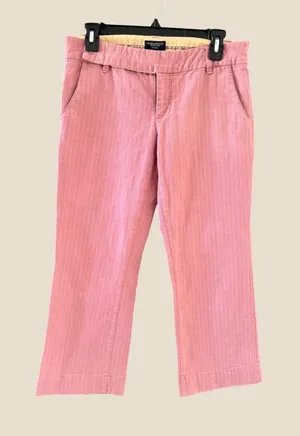 American Eagle Y2k‎ Pink Textured Stripe Stretch Crop Pants Low Rise Womens 6 thumbnail 1