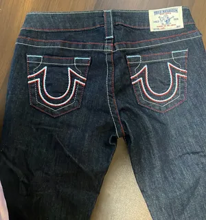WLHJ58FE2 Americana Chain Dark Rinse Rolled Capri Jeans $209 EUC 28 thumbnail 7