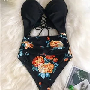 Cupshe ✨ HP✨Black Floral Print Halter One Piece Swimsuit✨ thumbnail 6