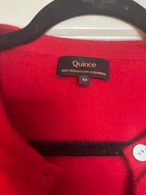 Quince Red Mongolian Cashmere Crew Neck Cardigan Sweater thumbnail 2