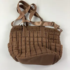 Iris & Rainbow Tote Bag Womens Large Brown Quilted Nylon Shoulder Bag Crossbody thumbnail 4