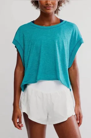 Free people teal My Time open back Tee large thumbnail 1