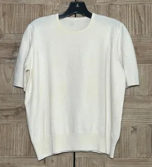 Women's Cream Short Sleeve Sweater Size S/M Light Academia thumbnail 1