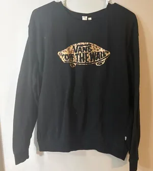 Vans black crewneck sweatshirt with leopard print thumbnail 1
