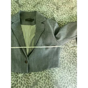Cropped Blazer Heather Grey Medium One Button Office Chic Business Casual Preppy thumbnail 7