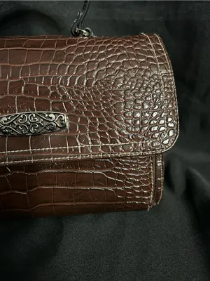 Rosetti Women’s Brown Croc-Embossed Top Handle Multi Pocket Handbag Purse thumbnail 4