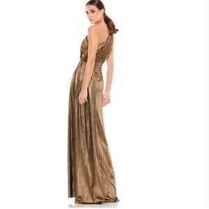 Mac Duggal 26537 Womens Draped One Shoulder Grecian Metallic Gown Dress thumbnail 8