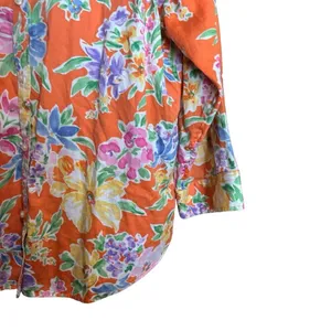 Lauren Ralph Lauren Top Womens Large Multicolor Floral Bright Button Up Blouse thumbnail 6