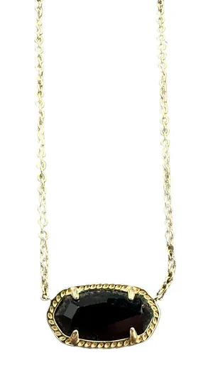Kendra Scott Glass Stone Elisa Pendant Necklace Gold & Black thumbnail 1