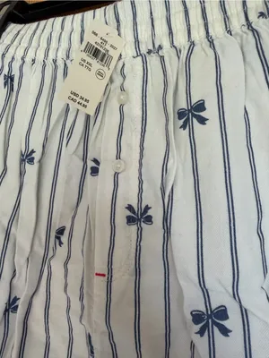 Aerie Flannel Girl Boxer Pajama Lounge Shorts Striped Bow Print NWT Size XXL thumbnail 3