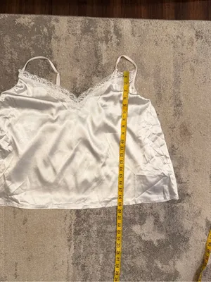 Silky Lace Trim White Cami and Shorts Sleep Set thumbnail 7