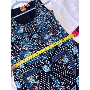Tory Burch Camilla Dasha Silk Blue and Black Print Dress Size 4 thumbnail 5